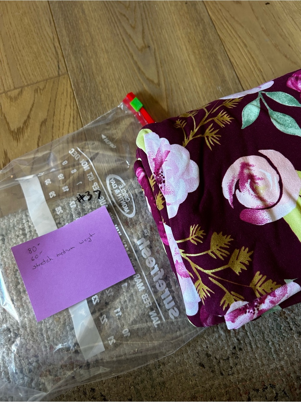 Floral Burgundy Rose Print fabric - Picture 2 of 2
